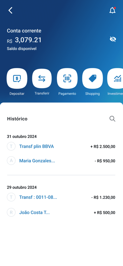 Quantus Bank Extrato de Transações